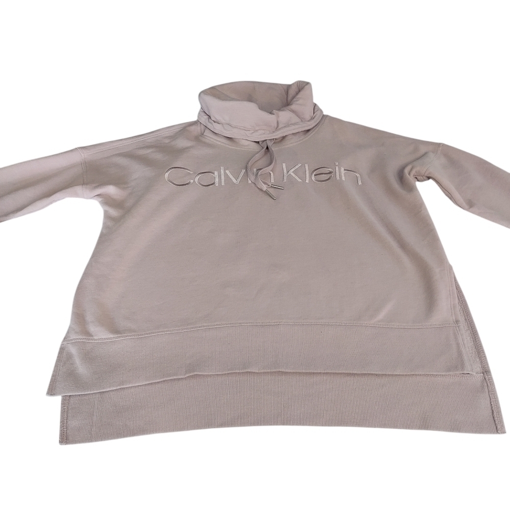 Calvin Klein Women's Dusty Pink Embroidered Logo Fleece Lined Hoodie Size Small - Picture 3 of 9